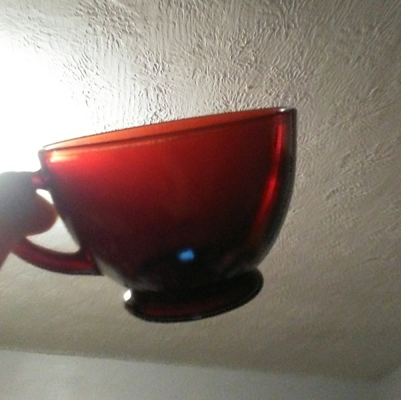 BOGO Set of 2 Royal Ruby Red Vintage Cafecore Glass Punch Tea Cafe Cups Coffee - Picture 7 of 11